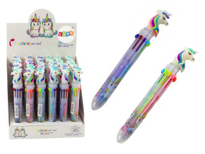 Automatické vícebarevné pero Jednorožec - 10 barev Mix