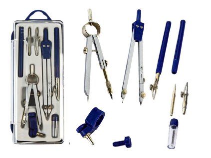 Sada Kreslicích Potřeb Geometrická Kružítko Technické Organizér 9 ks.