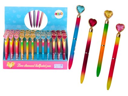 Kuličkové pero s diamantem srdce modrá náplň 0.7mm mix