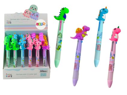 Vícebarevné propisovací pero se zipem 3 barvy Dinosaurus