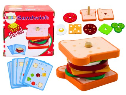 Dřevěný Sendvič 8 ks Karty s Recepty 10 ks