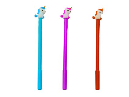 Unicornový Kuličkový Pero S Krytkou Černý Náplní Mix Fialový Oranžový 0.5mm