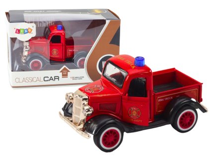 Klasické Hasičské Auto 1:36 Pohon Světla Zvuky Červené