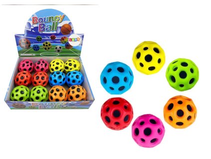 Svítící míček s prohlubněmi ke skákání a mačkání 6cm