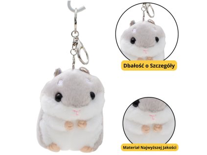 Plyšový Křeček Přívěsek Šedý 10cm