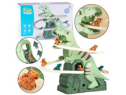 Dinosauří horská dráha: Stavební sada s dinosaury, světly a zvuky