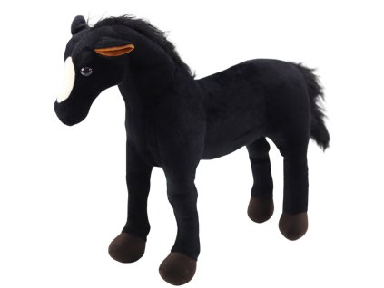 Černý Plyšový Kůň Mazlíček Hračka Dekorace 40cm x 37cm