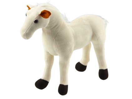 Plyšový Kůň Mazlíček Maskot Bílý 40cm x 37cm