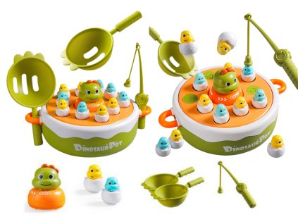 Hra Rybolov Dinosaurů Rybářské Pruty Dřevěná Zelená