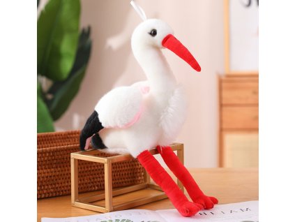 Plyšový Čáp Pták Plyšová Hračka Mazlík 37cm