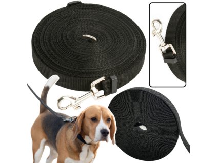 Dlouhé Tréninkové Vodítko s Přezkou z Popruhové Tkaniny Černé 5m