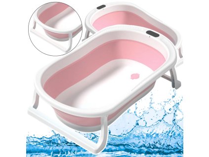 Skládací Koupací Vanička Protiskluzové Nohy Růžová