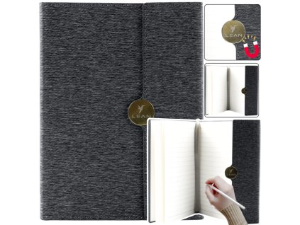 Kancelářský Magnetický Poznámkový Blok v Linkách A5 s Černým Potahem