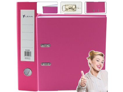 Kancelářský Pořadač na Dokumenty A4/75mm Páka Růžový