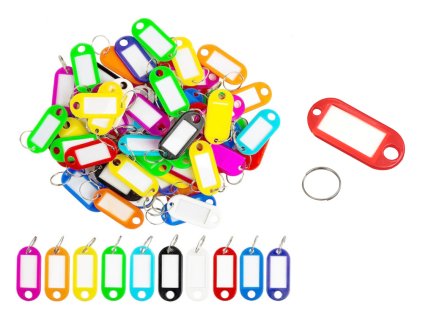 Barevné přívěsky na klíče, sada 100 ks