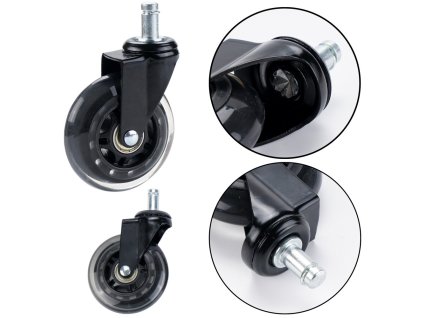 Průhledné tiché pojezdové kolo na křeslo z kaučuku 1 ks