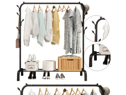 Stojací Věšák na Oděvy a Obuv Volně Stojící Šatní Skříň