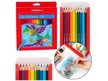 Sada Barevných Tužkových Kredek Intenzivní Barvy Technologie SV 24ks