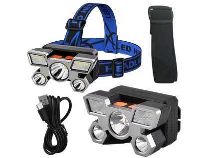 LED Čelovka s 4 Světlými Režimy a Nastavitelnou Páskou Odolná Proti Vodě