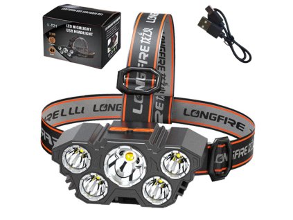 Čelová LED Svítilna 5 Diod Senzor Pohybu 4 Režimy Světla