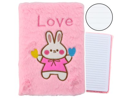 Plyšový Zápisník v Linii s Králíčkem Nápis Love Růžový