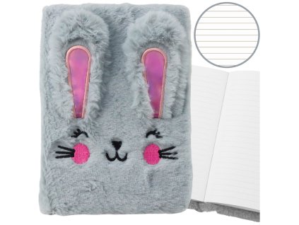 Plyšový Chlupatý Zápisník Sešit v Linii Se Zajícem Barevný A5