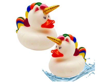 Jednorožec Kachnička Koupelová Hračka Duha Hříva Ocas Bílá