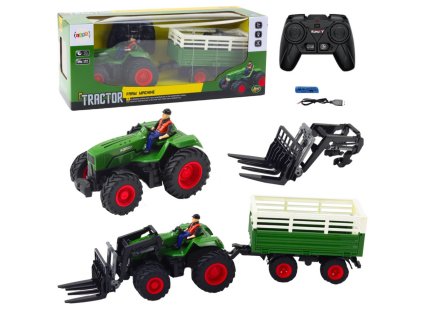 RC Zemědělský Traktor s Přívěsem a Vidlemi 2.4G