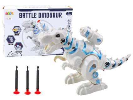 Interaktivní Bílý Robot Dinosaurus s LED Efekty a Střelbou