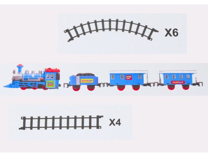 Sada Vlak 3 Vagóny Na Baterie Koleje Světelné a Zvukové Efekty