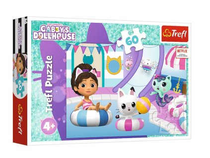 Puzzle - 60 - Gabby u bazénu - Univerzální Gabbys Domeček Trefl 17393