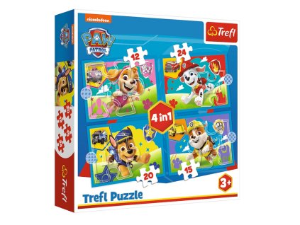 Puzzle - 4v1 (12, 15, 20, 24) - Běžící Pejsci - Viacom PAW Patrol Trefl 34628