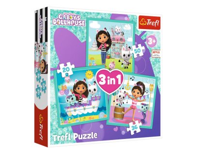 Puzzle 3v1 - Aktivity Gabby - Univerzální Gabbys Domeček Trefl 34871