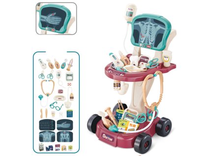 Lékařská Sada na Vozíku Stůl Lékaře Doktor EKG