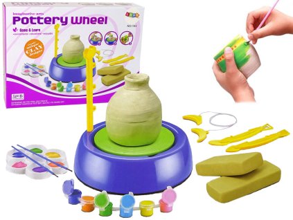 Sada pro Kreativní Hru s Hrnčířským Kolem a Keramickými Barvami