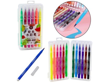 Akvarelové Fixy v Organizéru Barevná Sada 12 ks