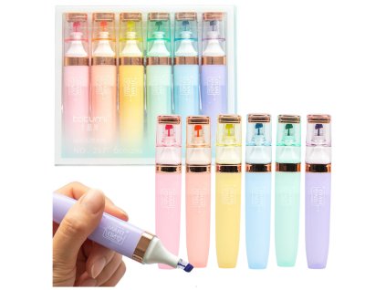 Sada Pastelových Zvýrazňovačů se Zlatými Prvky, Barevné 6 Ks