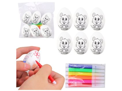 Polystyrenová velikonoční vejce k malování myška 6ks