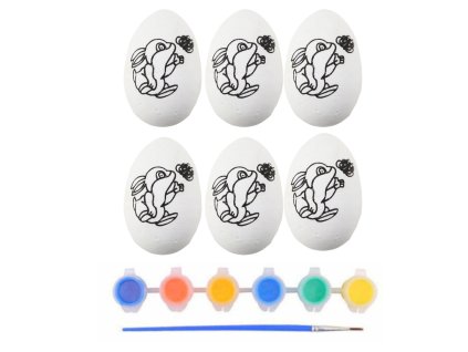 Velikonoční polystyrenová vajíčka na malování, vzor zajíček - 6 ks