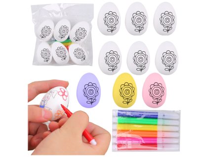 Styroporová velikonoční vejce ke kreslení vzor Květ C 6ks