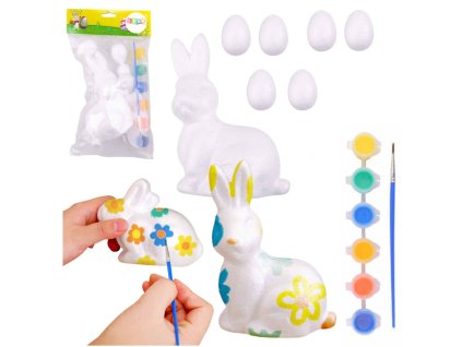 Velikonoční Sada Polystyrenová Vajíčka 6ks Figurky Zajíčka Barvičky