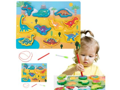 Dřevěné skládací magnetické dinosaury s ovázkováním