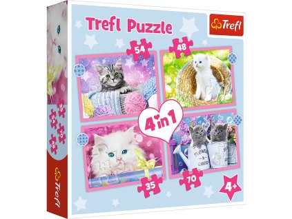 Puzzle - "4v1" - Veselé koťátka Trefl 34396