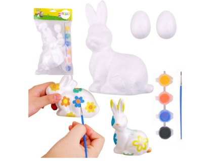 Sada Na Malování Polystyrenových Ozdob Zajíc 2 Vajíčka Barvy