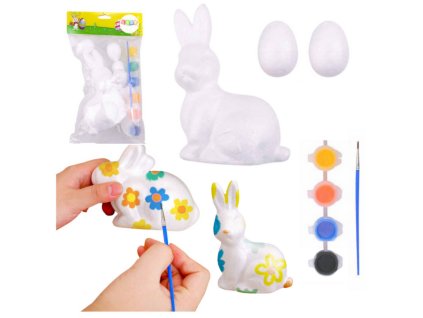 Sada Na Malování Polystyrenových Ozdob Zajíc 2 Vejce Barvy