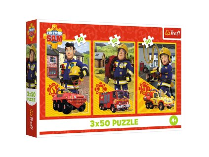 Puzzle - 3x50 - Hasič Sam a jeho tým Trefl 34880