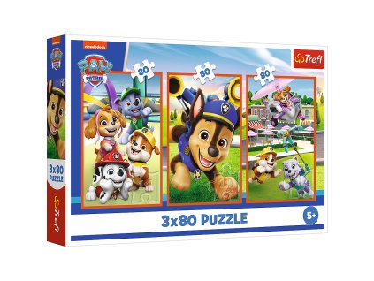 Puzzle - 3x80 - Psí smečka Tlapková patrola Trefl 34886