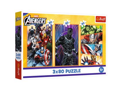 Puzzle - 3x80 - Dny plné akce - Disney Marvel The Avengers Trefl 34883