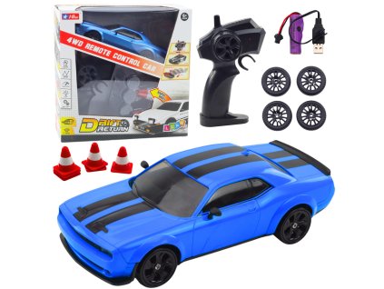 Sportovní Auto Drift Vyměnitelná Kola Dálkově Ovládané RC 4WD Modré Sport
