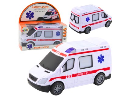 Ambulance na Baterie Světla Zvuky Bílá